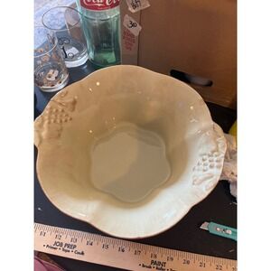 Casafina Casa Stone Madeira Harvest Serving Bowl Cream Fruit Relief Portugal 11"